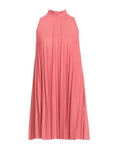 Liu •jo Woman Mini Dress Coral Size 12 Viscose, Polyamide, Polyester, Elastane In Pink