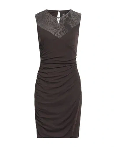 Liu •jo Woman Mini Dress Dark Brown Size 6 Viscose, Elastane, Polyamide, Polyester In Brown