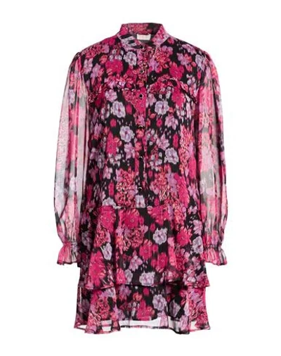Liu •jo Woman Mini Dress Fuchsia Size 6 Polyester, Metallic Fiber In Pink