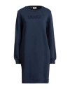 Liu •jo Woman Mini Dress Navy Size S Cotton, Elastane In Navy Blue