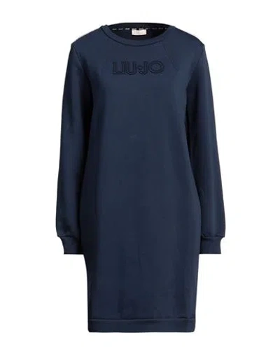 Liu •jo Woman Mini Dress Navy Size S Cotton, Elastane In Navy Blue
