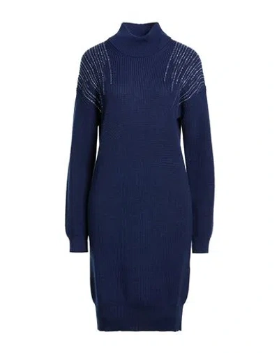 Liu •jo Woman Mini Dress Navy Size L Acrylic, Wool In Blue