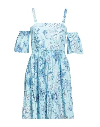 Liu •jo Woman Mini Dress Sky Blue Size 10 Cotton