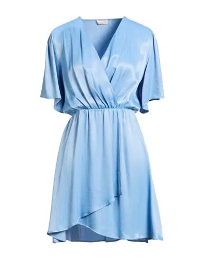 Liu •jo Woman Mini Dress Sky Blue Size 12 Viscose