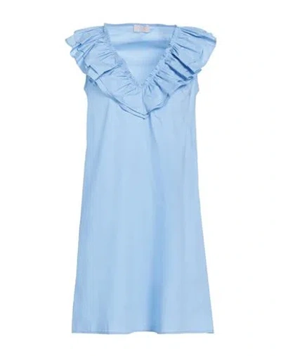 Liu •jo Woman Mini Dress Sky Blue Size 8 Cotton