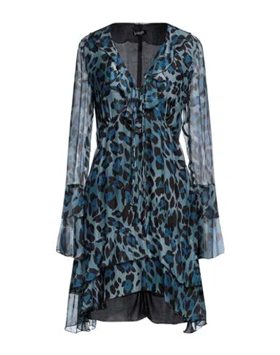 Liu •jo Woman Mini Dress Slate Blue Size 8 Silk, Viscose