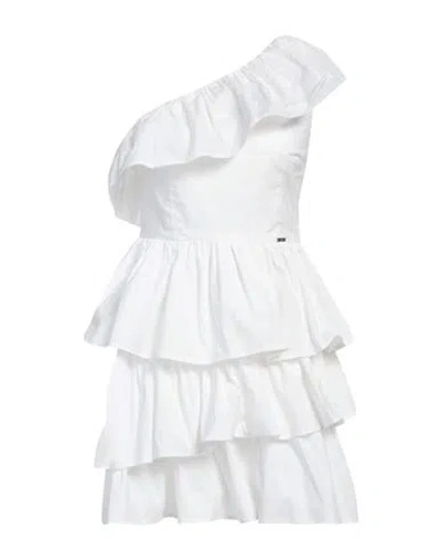Liu •jo Woman Mini Dress White Size 12 Cotton, Elastane