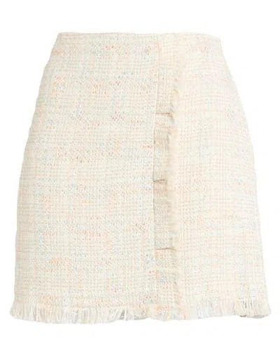 Liu •jo Woman Mini Skirt Beige Size 10 Cotton, Viscose, Acrylic, Polyamide, Polyester