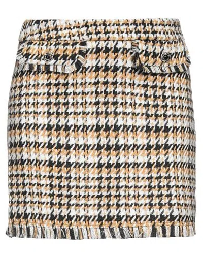 Liu •jo Woman Mini Skirt Camel Size 8 Polyester, Metallic Fiber, Elastane In Beige