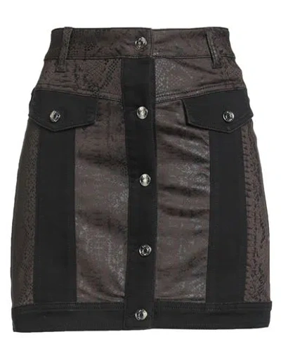 Liu •jo Woman Mini Skirt Chocolate Brown Size 28 Cotton, Tencel, Polyester, Elastane In Multi