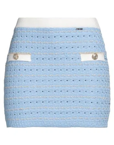 Liu •jo Woman Mini Skirt Light Blue Size S Cotton, Viscose, Polyamide, Polyester, Metallic Polyester