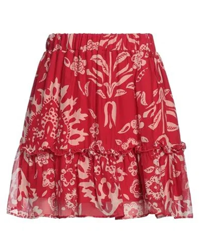 Liu •jo Woman Mini Skirt Red Size 6 Viscose, Silk