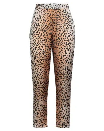 Liu •jo Woman Pants Camel Size L Polyester In Animal Print