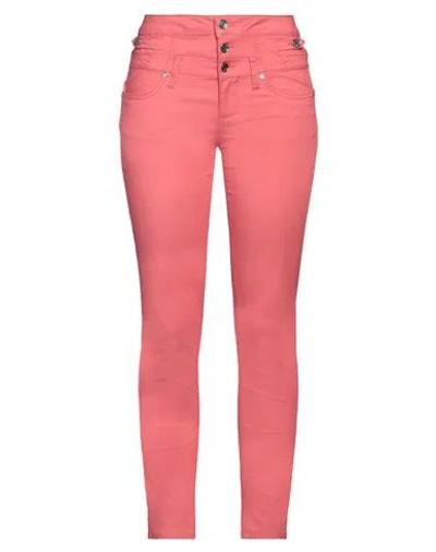 Liu •jo Woman Pants Coral Size 30w-30l Cotton, Polyester, Elastane In Red