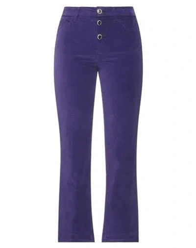 Liu •jo Woman Pants Dark Purple Size 28 Cotton, Elastane