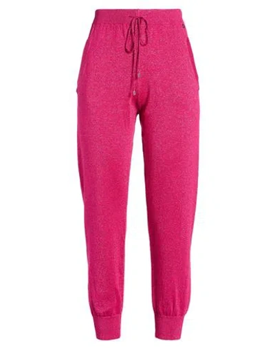 Liu •jo Woman Pants Fuchsia Size L Viscose, Acrylic, Polyester, Metallic Polyester In Pink