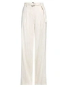 Liu •jo Woman Pants Ivory Size 10 Linen, Cotton, Viscose In White