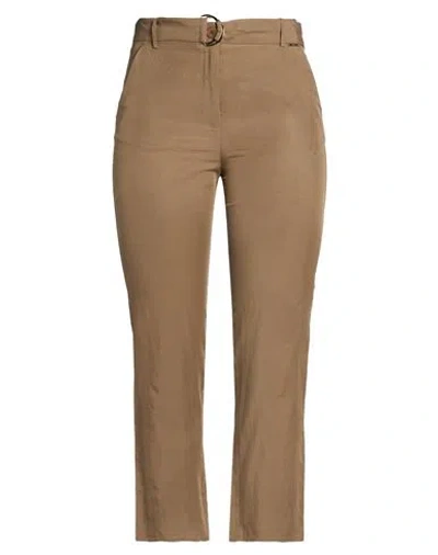 Liu •jo Woman Pants Khaki Size 6 Lyocell, Linen In Brown