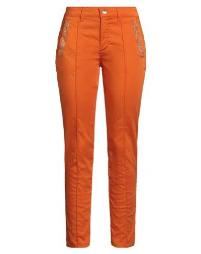 Liu •jo Woman Pants Orange Size M Cotton, Polyester, Elastane