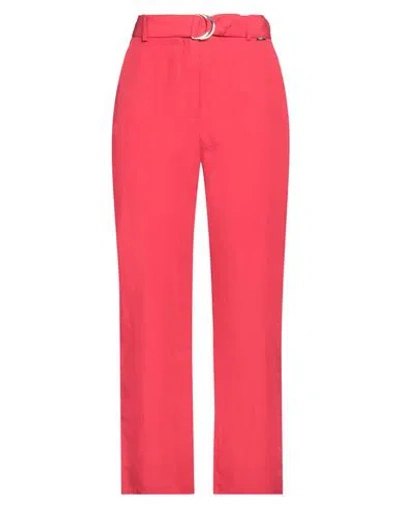 Liu •jo Slub-texture Straight Trousers In Red
