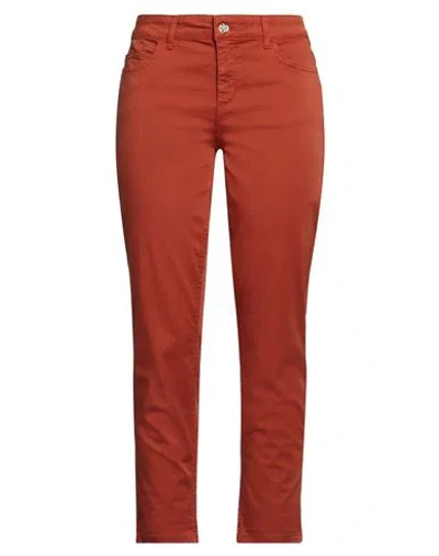 Liu •jo Woman Pants Rust Size 28w-28l Cotton, Elastane In Red