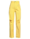 Liu •jo Woman Pants Yellow Size 28 Cotton, Elastane In Yellow
