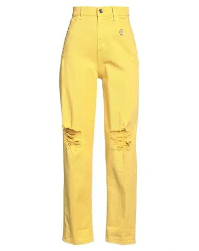 Liu •jo Woman Pants Yellow Size 28 Cotton, Elastane