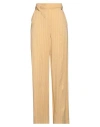 LIU •JO LIU •JO WOMAN PANTS YELLOW SIZE 6 VISCOSE, POLYAMIDE, LINEN