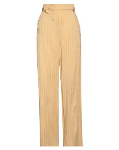 Liu •jo Woman Pants Yellow Size 6 Viscose, Polyamide, Linen