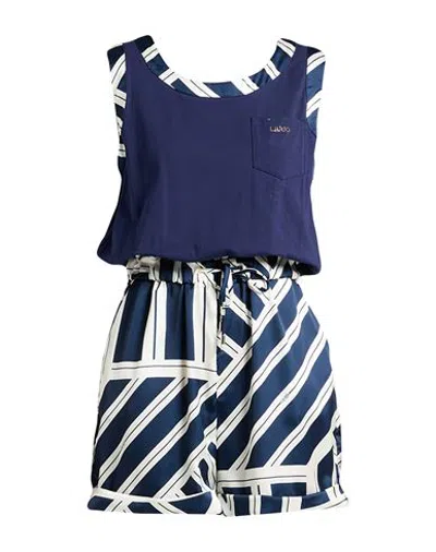 Liu •jo Woman Playsuit Navy Size S Cotton, Elastane In Blue