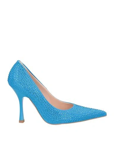 Liu •jo Leonie Hanne X  Woman Pumps Azure Size 8 Textile Fibers In Blue