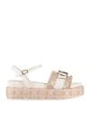 Liu •jo Woman Sandals Beige Size 10 Synthetic Fibers, Textile Fibers In Beige