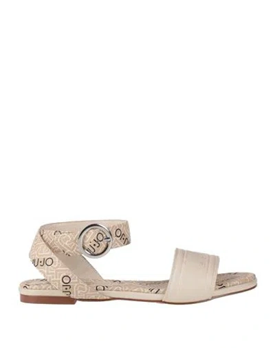 Liu •jo Woman Sandals Beige Size 8 Textile Fibers