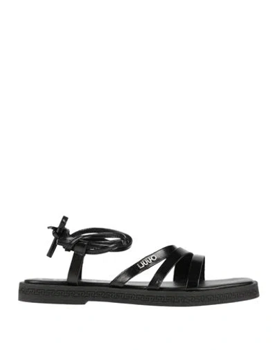Liu •jo Woman Sandals Black Size 10 Textile Fibers