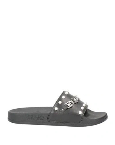 Liu •jo Woman Sandals Black Size 8 Soft Leather