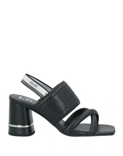 Liu •jo Woman Sandals Black Size 8 Textile Fibers
