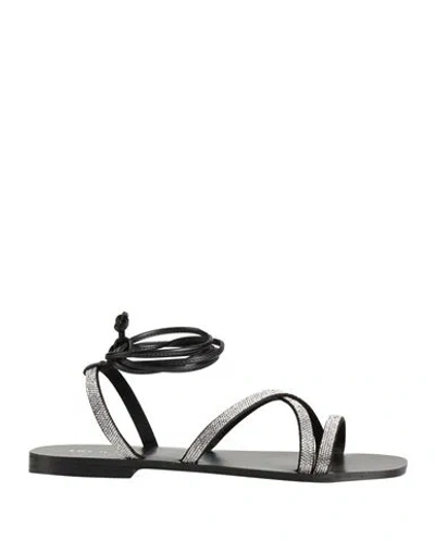 Liu •jo Woman Sandals Black Size 8 Textile Fibers