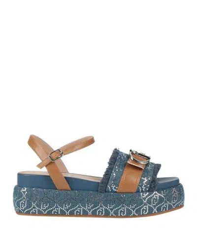 Liu •jo Woman Sandals Blue Size 6 Textile Fibers