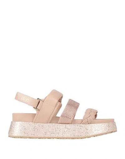 Liu •jo Woman Sandals Blush Size 9 Textile Fibers, Synthetic Material In Pink
