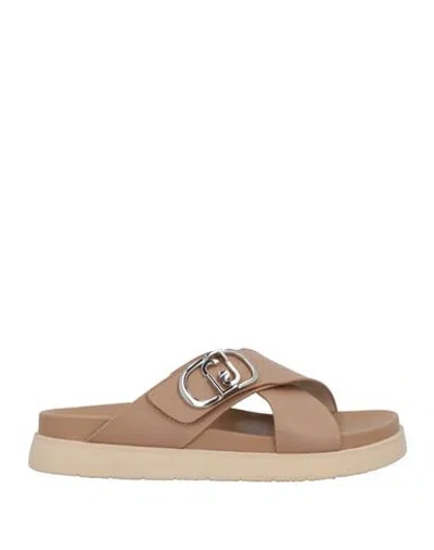 Liu •jo Woman Sandals Camel Size 8 Leather