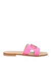 Liu •jo Woman Sandals Fuchsia Size 8 Soft Leather In Pink