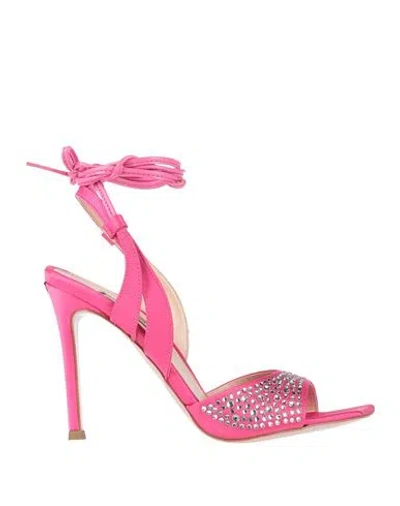 Liu •jo Woman Sandals Fuchsia Size 8 Textile Fibers In Pink
