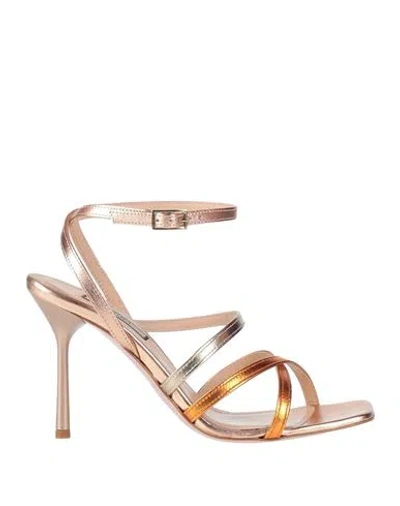 Liu •jo Woman Sandals Orange Size 8 Leather In Brown