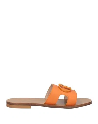 Liu •jo Woman Sandals Orange Size 8 Soft Leather