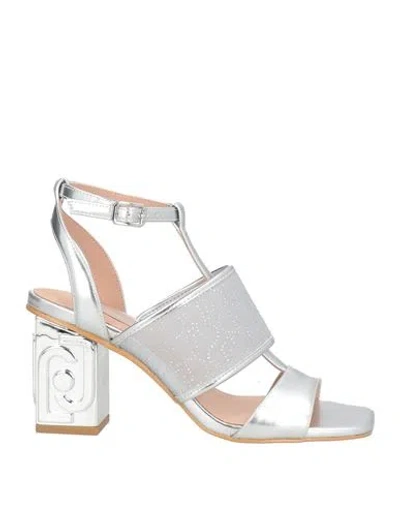 Liu •jo Woman Sandals Silver Size 6 Textile Fibers