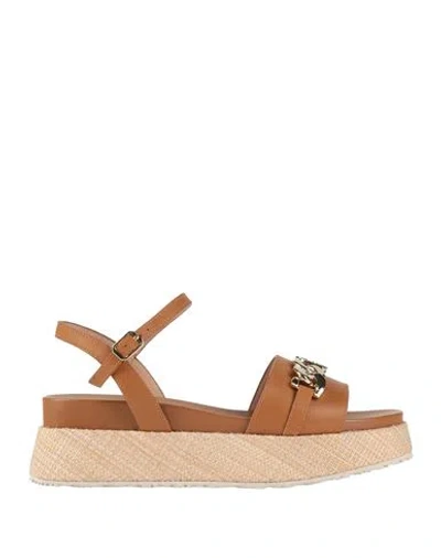 Liu •jo Woman Sandals Tan Size 9 Calfskin In Brown