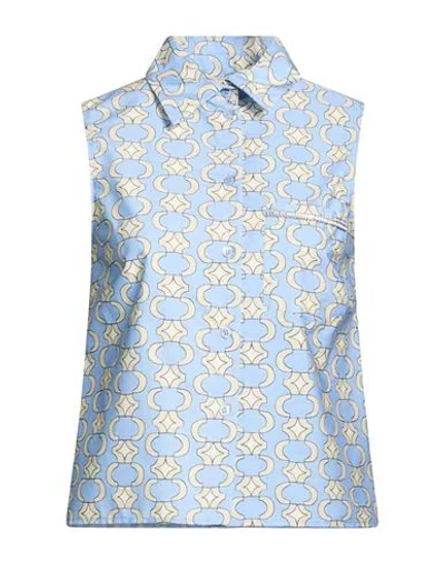 Liu •jo Woman Shirt Azure Size 4 Cotton In Blue
