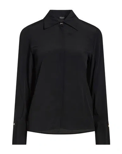 Liu •jo Woman Shirt Black Size 2 Acetate, Silk