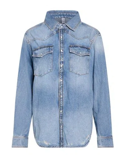 Liu •jo Woman Shirt Blue Size 10 Cotton