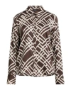 Liu •jo Woman Shirt Chocolate Brown Size 6 Polyester In Brown